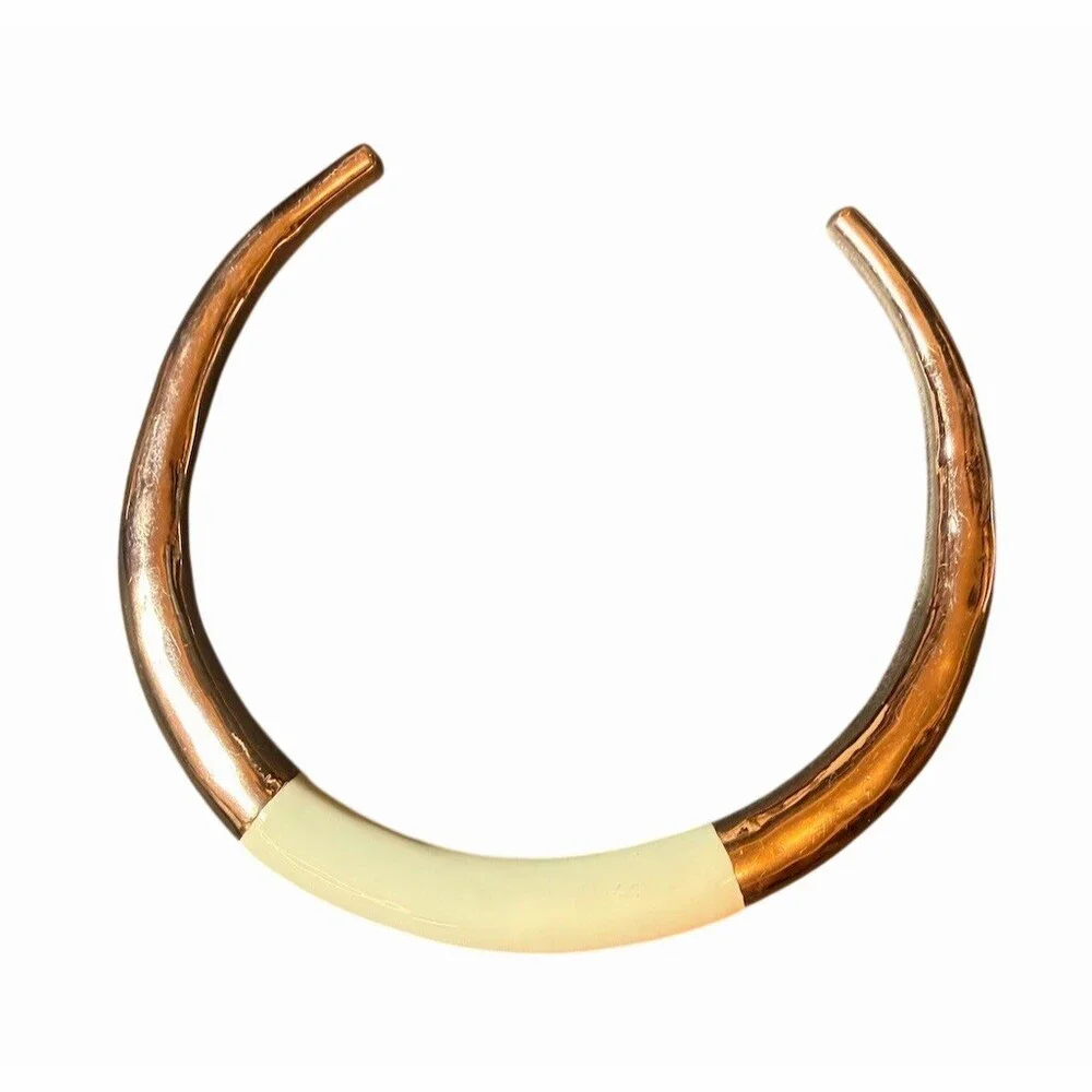 Tory Burch  Collar Choker Necklace Rose Gold  Cream Accent